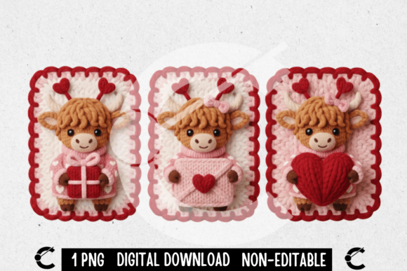 Download Faux Yarn Valentine's Day Highland Cow - Premium Bundle