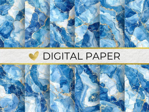 Download Luxury Blue Marble Digital Paper - Premium Resources