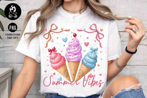 Download Summer Vibes Ice Cream Cone Bows PNG - Premium Resources